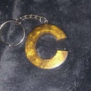 C copper resin keychain